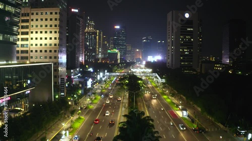 Wallpaper Mural Aerial view of traffic on road at night in Jakarta Torontodigital.ca