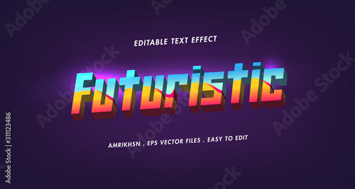 Futuristic 3D text effect, editable text
