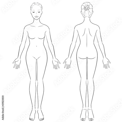 女性　裸　全身　ヌード　美容