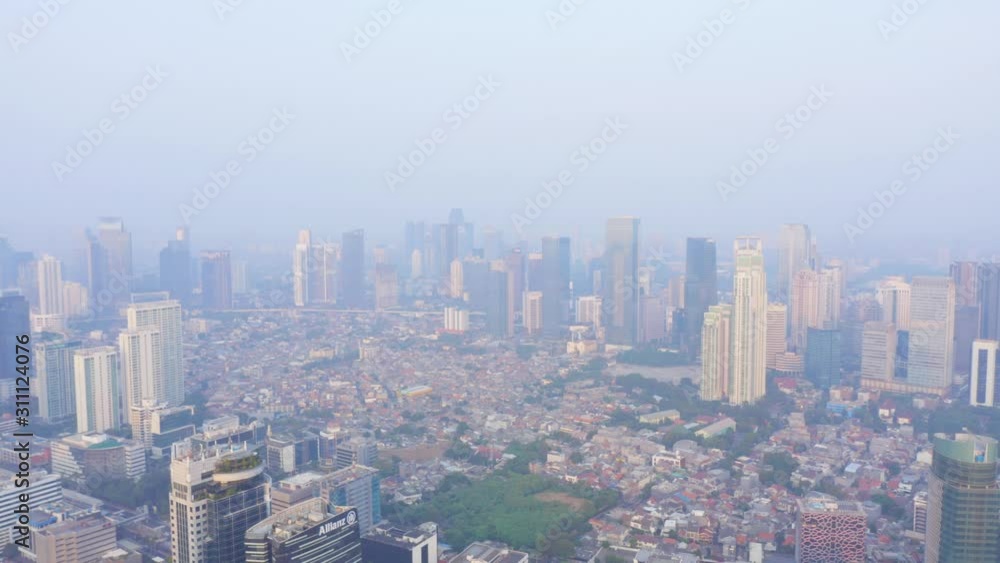 Beautiful aerial view of Jakarta cityscape at morning Beautiful aerial view of Jakarta cityscape at morning