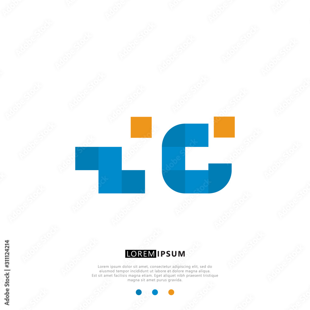 Obraz premium ZC Z C Logo Monogram with Blue and yellow Colors. modern letter logo design