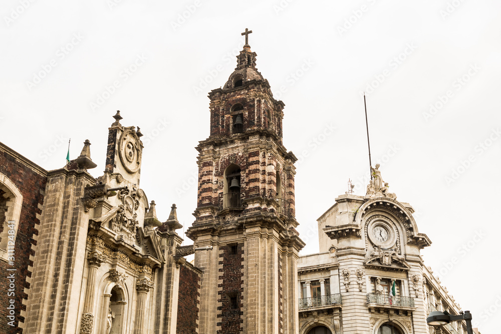 Exteriors of Cathedral church in the downtown of Mexico City.