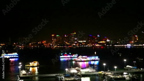 blur light of the night The of restaurant on the cruise ship is parked at sea1 photo