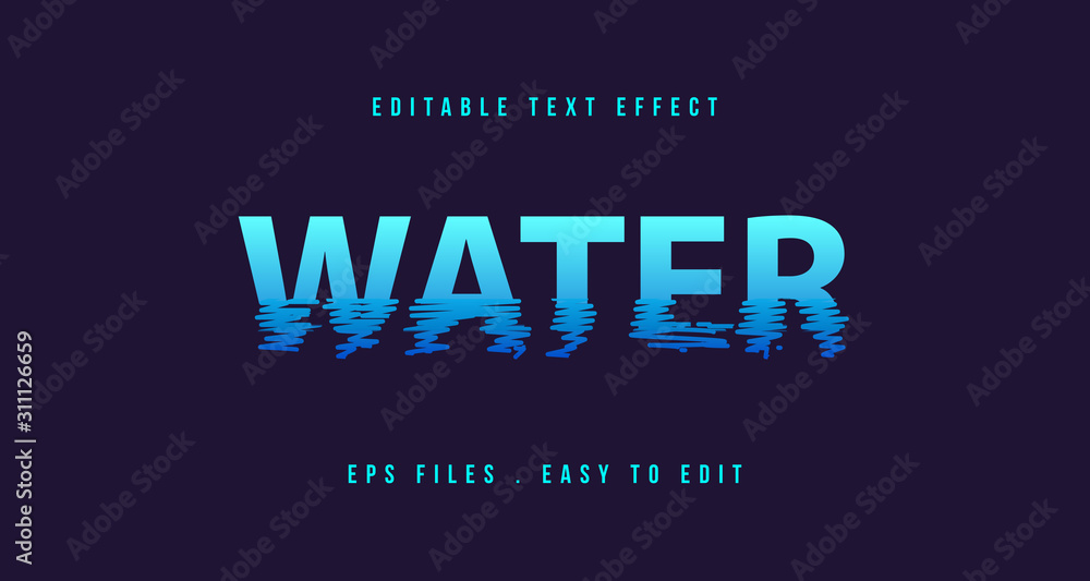 Water Text effect, Editable text