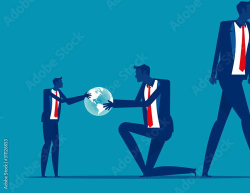 From generation to the next generation. Business succession concept. Silhouette vector illustration in cartoon style