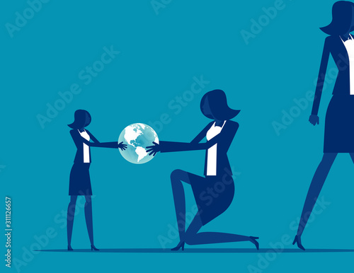 From generation to the next generation. Business succession concept. Silhouette vector illustration in cartoon style