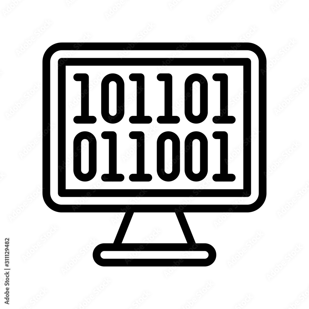 Computer monitor vector, Robotics related line design icon Computer monitor vector, Robotics related line design icon