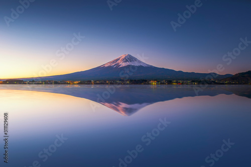 Fuji Mountain Reflection at Sunrise, Kawaguchiko Lake, Japan