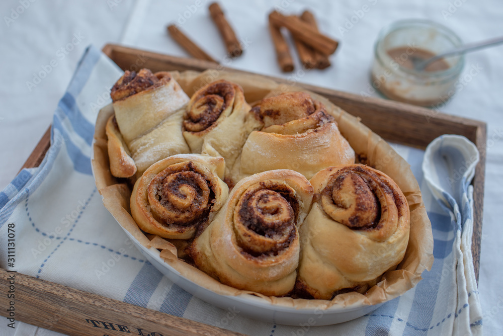 Delicious home made freshly baked cinnamon roll Delicious home made freshly baked cinnamon roll