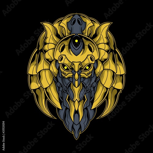 gold cyber anubis illustration