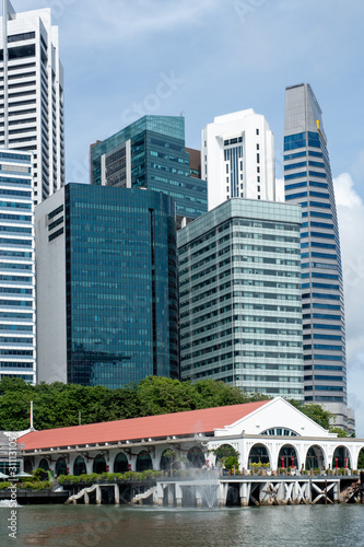 Singapore Financial District and old Wharf