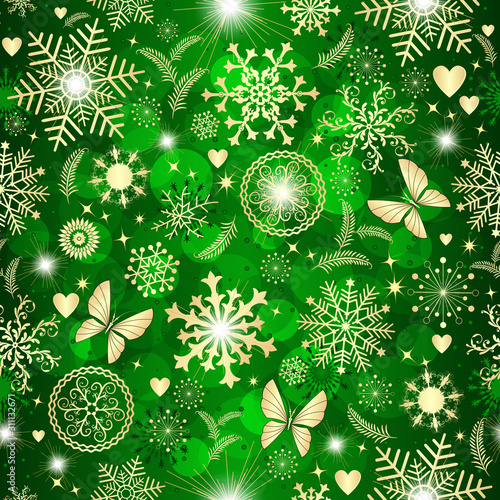 Christmas green seamless pattern