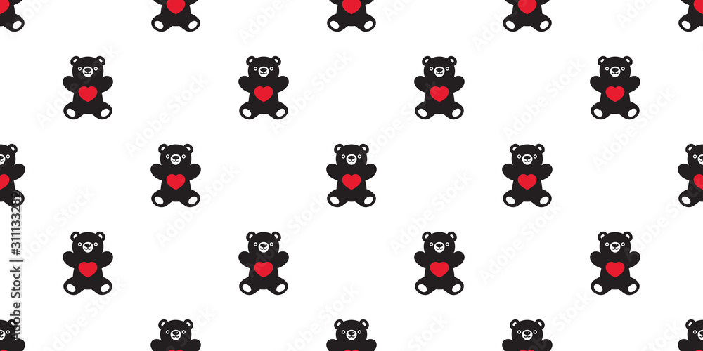 Bear seamless pattern heart valentine vector polar bear teddy cartoon scarf isolated repeat wallpaper tile background doodle illustration design Bear seamless pattern heart valentine vector polar bear teddy cartoon scarf isolated repeat wallpaper tile background doodle illustration design