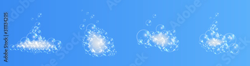Bath foam soap with bubbles isolated vector illustration on transparent background. Set of shampoo and soap foam lather vector illustration.