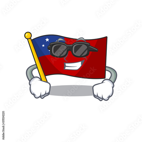 Super cool flag samoa Scroll character with black glasses