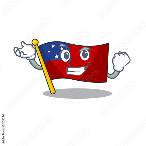 Happy confident Successful flag samoa Scroll cartoon character style