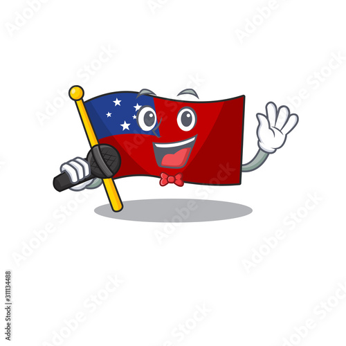 Cute cartoon Singing flag samoa Scroll with a microphone