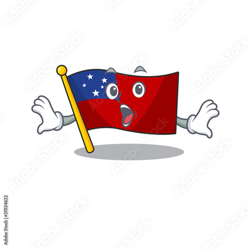 Flag samoa Scroll Surprised gesture on cartoon character style