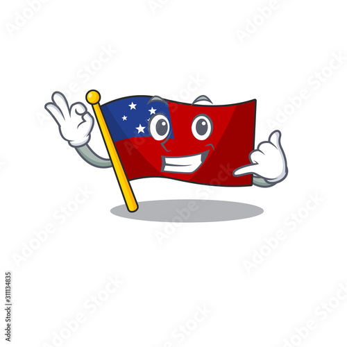Call me cute face flag samoa Scroll mascot cartoon design