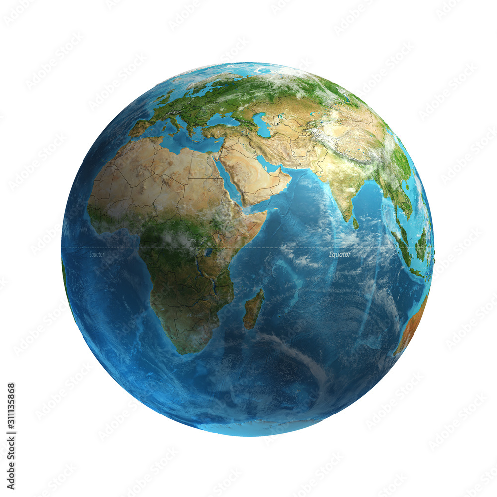 Fototapeta Earth globe isolated on white background. Elements of this image furnished by NASA.clipping path