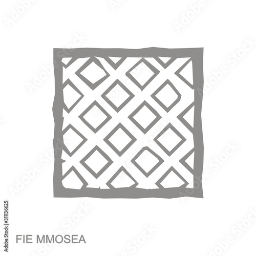 Vector monochrome icon with Adinkra symbol Fie Mmosea