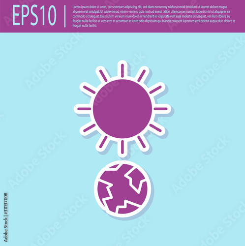 Retro purple Solstice icon isolated on turquoise background. Vector Illustration