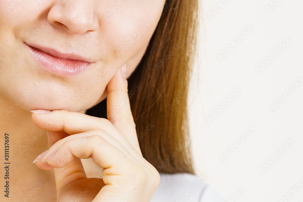 Girl with no makeup, part of face lips Girl with no makeup, part of face lips