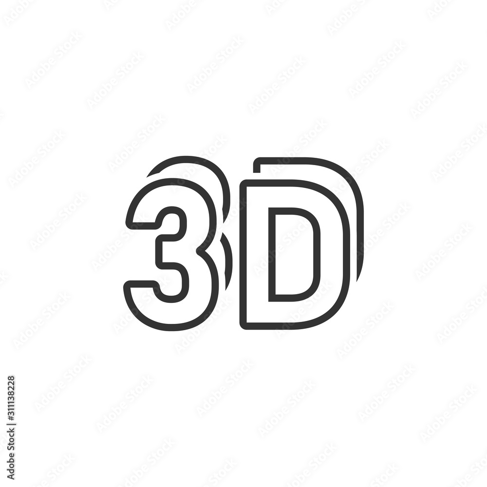 3d text icon in flat style. Word vector illustration on white isolated background. Stereoscopic technology business concept. 3d text icon in flat style. Word vector illustration on white isolated background. Stereoscopic technology business concept.