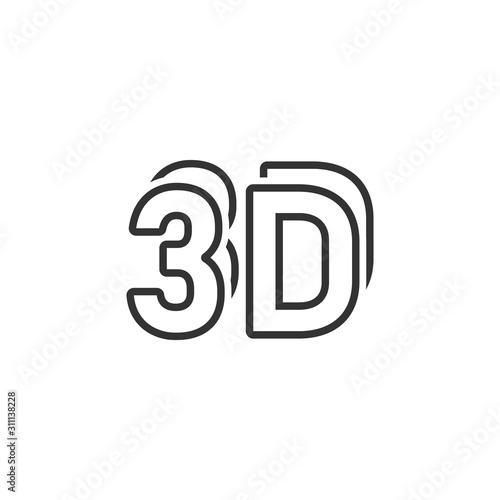 3d text icon in flat style. Word vector illustration on white isolated background. Stereoscopic technology business concept.