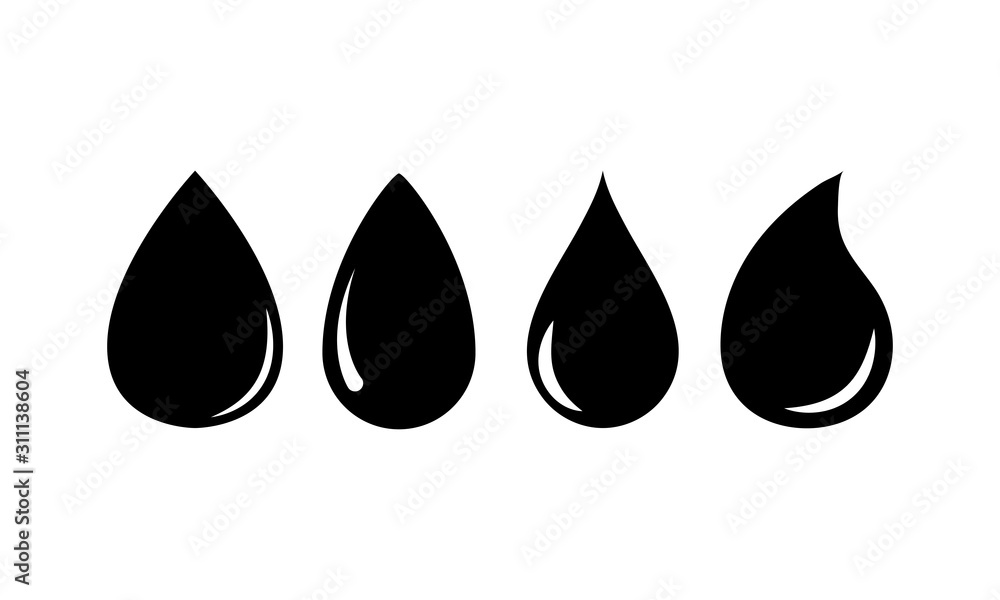 Water drop icons set flat style black on white background Water drop icons set flat style black on white background