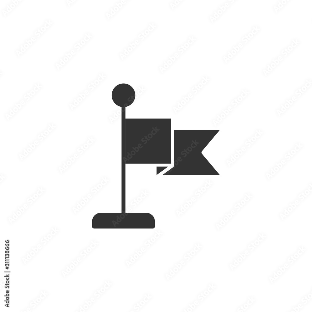 Flag icon in flat style. Pin vector illustration on white isolated background. Flagpole business concept. Flag icon in flat style. Pin vector illustration on white isolated background. Flagpole business concept.
