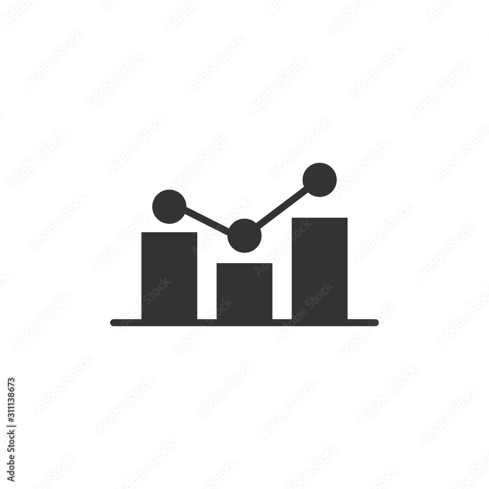 Growing bar graph icon in flat style. Increase arrow vector illustration on white background. Infographic progress business concept.