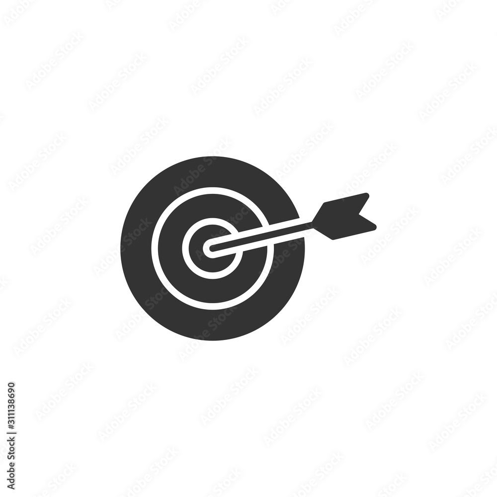 Target aim vector icon in flat style. Darts game illustration on white isolated background. Dartboard sport target concept. Target aim vector icon in flat style. Darts game illustration on white isolated background. Dartboard sport target concept.