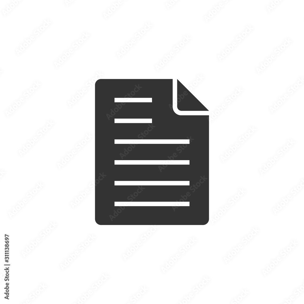 Document note icon in flat style. Paper sheet vector illustration on white background. Notepad document business concept. Document note icon in flat style. Paper sheet vector illustration on white background. Notepad document business concept.