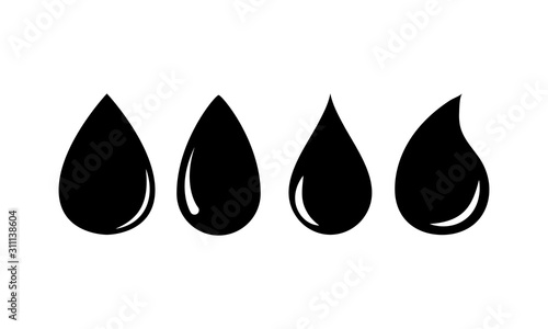 Water drop icons set flat style black on white background