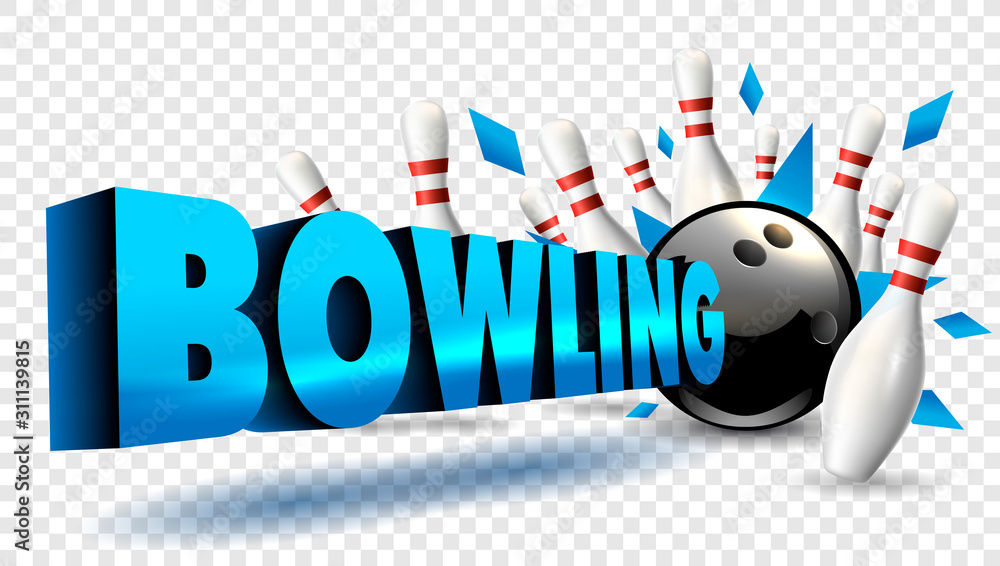 Bowling word blue color. Vector clip art illustration. Stock Vector
