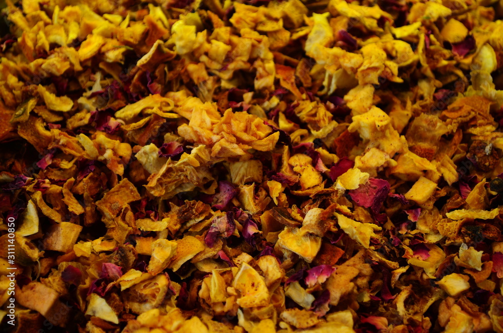 Colorful counter with tea at Istanbul Spice market