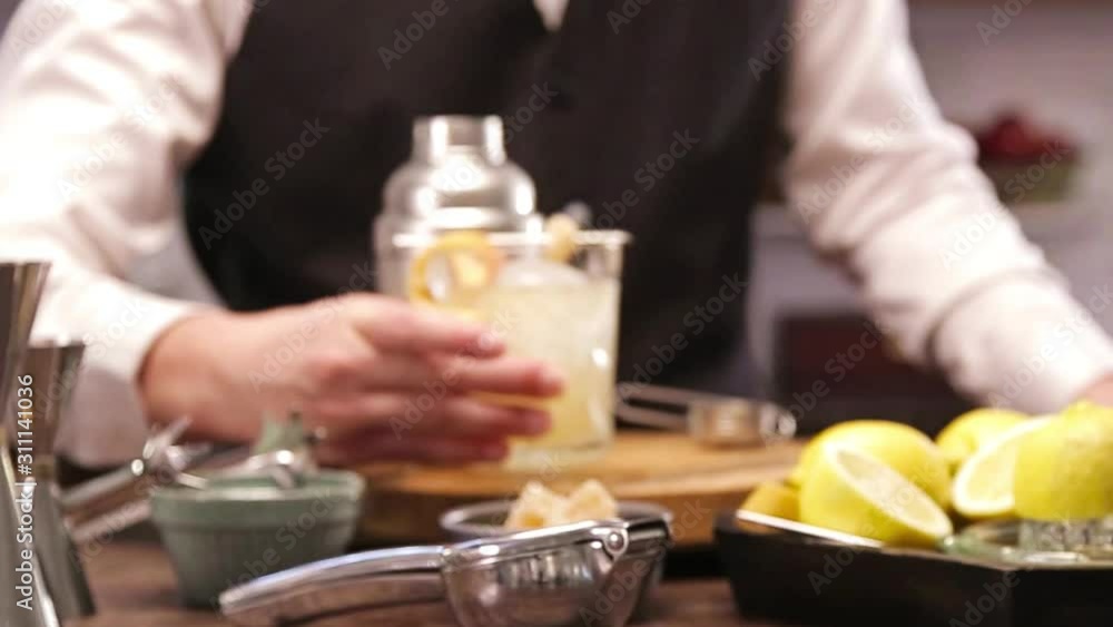 Bartender Puts Beautiful Drinks Bartender Puts Beautiful Drinks