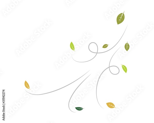 fallen leaves and bowing  wind vector illustration design