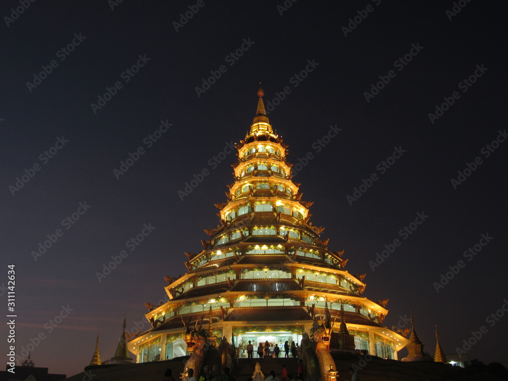 Buddhist temple at the night