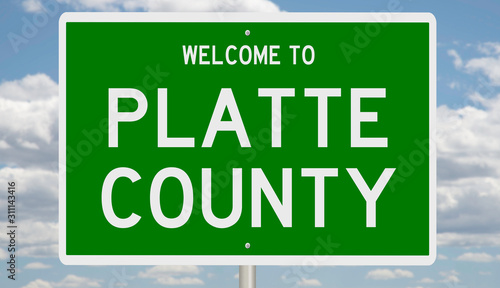Rendering of a gren 3d highway sign for Platte County photo