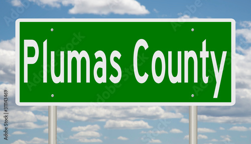 Rendering of a gren 3d highway sign for Plumas County photo