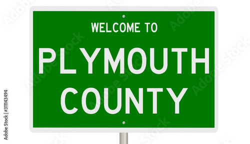 Rendering of a gren 3d highway sign for Plymouth County photo