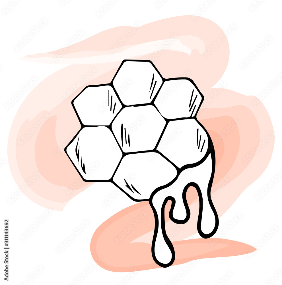 Obraz premium Hand drawn honeycomb background illustration.