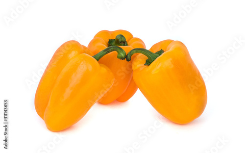 Yellows peppers on a white background