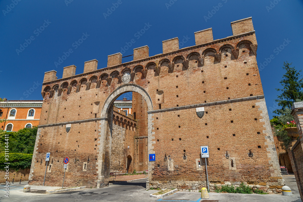 Gate in medieval fortifications of Siena, Italy