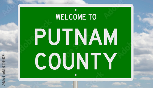 Rendering of a gren 3d highway sign for Putnam County
