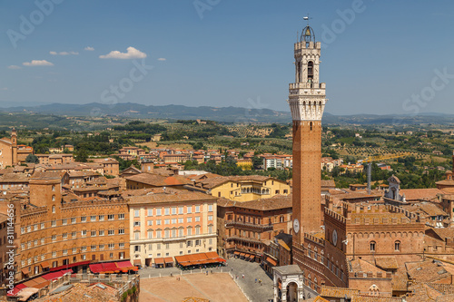 SIENA / ITALY - JULY 2015: View to the historic centre of Siena town, Italy