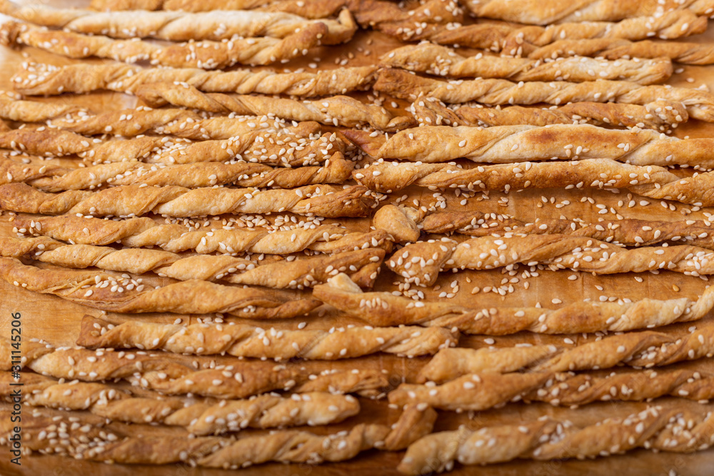 Homemade puff sticks with sesame sesame Homemade puff sticks with sesame sesame