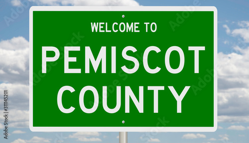 Rendering of a gren 3d highway sign for Pemiscot County photo